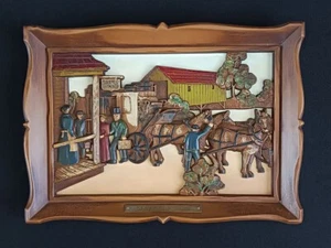 Cuadro pintado en relieve, "Travelers' Rest", Syroco, Inc., 11x14 pulgadas - Imagen 1 de 2