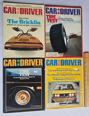 Lot of 4 Car and Driver 1973-1974 MAZDA TIRE TEST BRICKLIN Foto 1 de 4