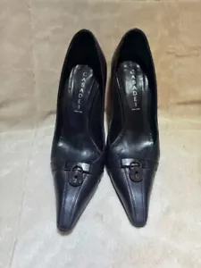 CASADEI ITALIAN WOMAN SHOES PUMPS BLACK LEATHER SIZE 10 - Picture 1 of 5
