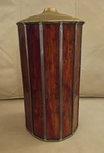 Vintage Mid Century Swag Lamp Globe Amber Orange Red Slag Glass Paneled 12" - Picture 1 of 4