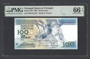 Portugal 100 Escudos 26-5-1988 P179f Uncirculated Grade 66 - Picture 1 of 2