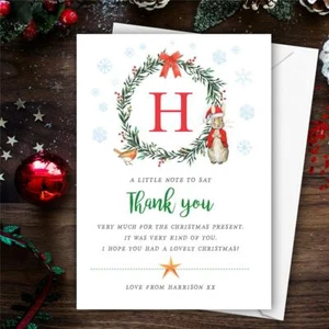 10 personalisierte Weihnachten Peter Hase Initiale Dankeskarten Notizen - Bild 1 von 2