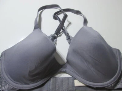 Бюстгальтер On Gossamer размер 32C серый с подкладкой регулируемые ремни кружевное белье - Изображение 1 из 4