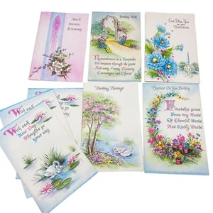 Vintage boxed embossed Birthday cards with bible verses Fantusy 17611 8 cards - Picture 1 of 12