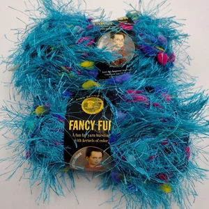 2 Skeins of Lion Brand Fancy Fur Yarn Tropical Turquoise 1.75oz 36 yds Bulky - Picture 1 of 6