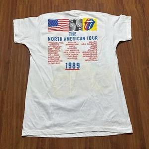 Vtg 1989 Rolling Stones North American World Tour Shirt XL Double Sided S/S Tee - Picture 1 of 9
