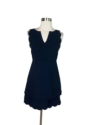 Vestido Ponte Vineyard Vines Talla 2 Azul Marino Negro En Capas Sin Mangas Festoneado Foto 1 de 4