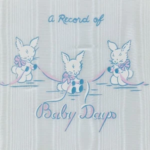 VINTAGE New Record of Baby Days 50s Baby Book Art Gini Dobson Bunny All About Me - Picture 1 of 6
