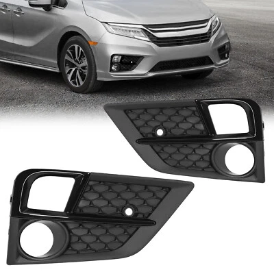 For Honda Odyssey 2018-2020 Fog Light Cover Front Bumper Lamp Bezel Black Pair — 第 1/4 张图片
