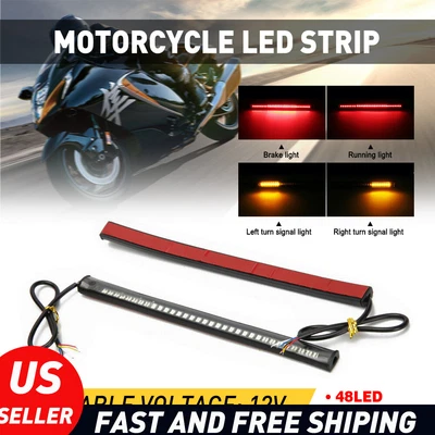 48 LED摩托车柔性转向信号2琥珀色集成条刹车尾灯 — 第 1/4 张图片