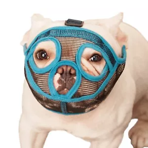 Short Snout Dog Muzzle Mesh Bulldog Muzzle Anti-Biting Barking Chewing, Adjus... - Picture 1 of 5