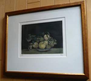 BERTRAND HENRY, LISTED, Signed Colored PRINT, FRUITS Modernism PARIS MODERN ART - Picture 1 of 11
