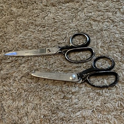 2 Vintage Clauss 3218 - 8" Professional Scissors & Pinking Shears No 4 USA Black - Image 1 of 4