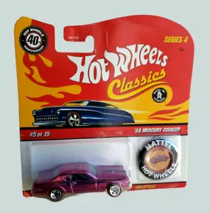Hot Wheels Classics Series 4 '68 Mercury Cougar 40th Anniversary Button Pink MOC - Picture 1 of 12