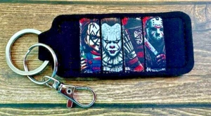 Lip Balm Holder Keychain Halloween Scary Movie Guys Travel Party Favor Birthday - Picture 1 of 1