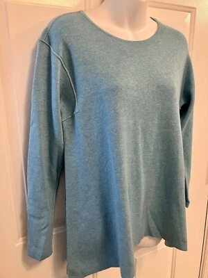 J Jill Sweater Womens Small Petite Aqua Blue Reversible Round Neck Knit Pullover - Image 1 of 4