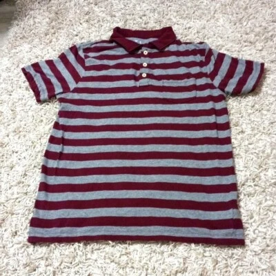 Мужская бордовая серая полосатая рубашка-поло с воротником Gap большого размера - Изображение 1 из 4
