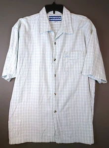 VINTAGE Rusty Seersucker Plaid Flannel Button Up Shirt Cotton Men's Size XL - Picture 1 of 11