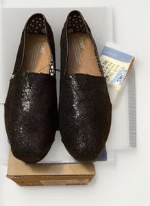 TOMS Black Glitzer Schimmer Glitzer Glitzer Glitzer Slipper Flats Gr. 7 W - Bild 1 von 10