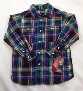 Camicia ragazzo Chaps a quadri manica lunga con bottoni davanti nuova con etichetta - taglia 4 - Foto 1 di 3