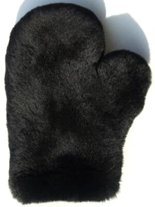 Fourrure Gants Rex Wellness Massage Érotique Douillet Vert Chinchilla Doux Noir - Bild 1 von 4