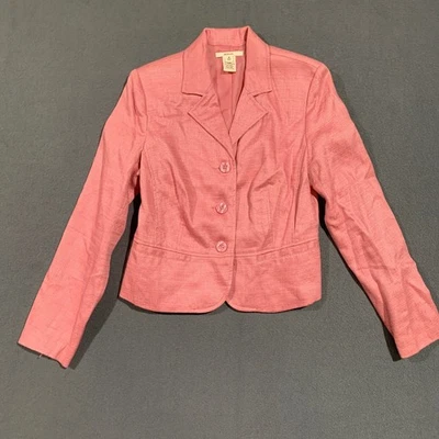 Chaqueta Blazer para Mujer Merona Rosa Lino Algodón Forrada Talla Mediana Carrera Oficina Foto 1 de 4