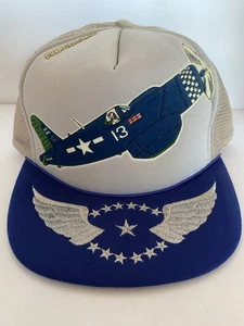 Vintage F4U Corsair Fighter Plane Hat Cap Military Marines By George Brand - Picture 1 of 24