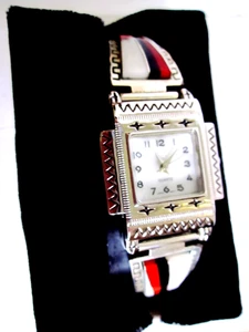 Zuni Sterling Rosarita Glass , White & Black Stone Watch Tips w/ Carefree Watch - Picture 1 of 13