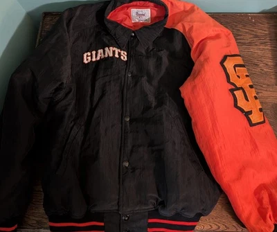 Vintage San Francisco Giants Starter Jacket Black Orange Button-up Size Medium - Image 1 of 4