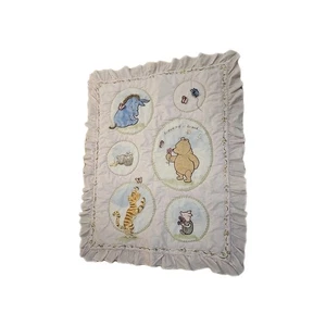 Disney WINNIE THE POOH CLASSIC Pink Crib Bedding Quilt Blanket Nursery EXC COND! - Picture 1 of 8