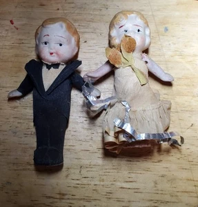 Vintage Porcelain Bride And Groom Cake Topper - Picture 1 of 12
