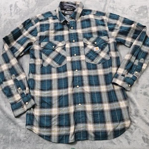 Camicia Carhartt robusta flessibile uomo blu medio a quadri perle a scatto manica lunga  - Foto 1 di 15