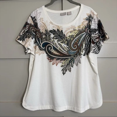 Top Chico’s Zenergy cachemir crudo manga corta Chico’s talla 2 para mujer talla grande Foto 1 de 4