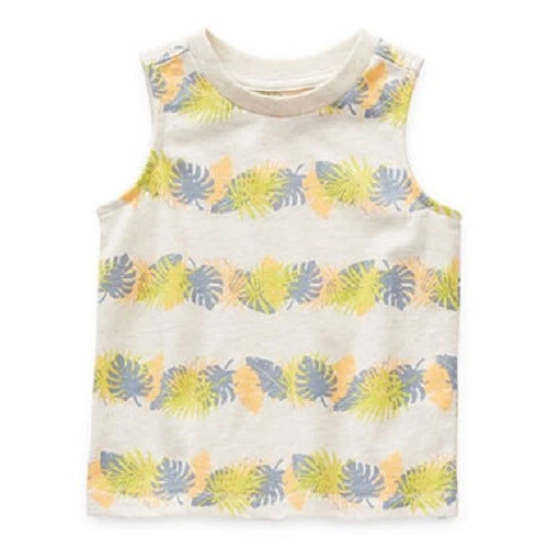 Camiseta sin mangas Okie Dokie Baby Boys cuello redondo músculo 12 Mos color avena con palma Foto 1 de 1