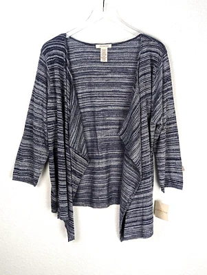 Cárdigan suéter para mujer Covington XL gris negro plata rayas brezo abierto nuevo Foto 1 de 4