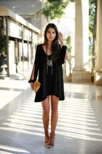 Women Sexy Fashion V Neck Long Sleeve A Line Mini Casual Party Clubwear Dresses - Picture 1 of 11