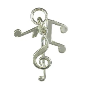 Höhenschlüssel und Quavers poliertes Sterlingsilber kleiner Anhänger - Bild 1 von 1