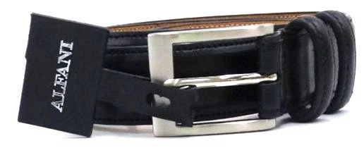 Cinto social casual Alfani masculino preto couro sintético fivela prata tamanho 32 US$ 100 - Imagem 1 de 1