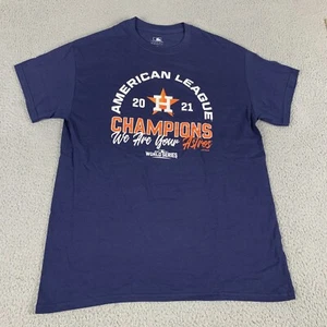 Houston Astros T-Shirt Mens Medium Blue Cotton Short Sleeve Baseball Champs - Picture 1 of 8