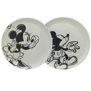Vintage Mickey Mouse Minnie Mouse Melamine Plates Sketch Art Disney Zak Design - Picture 1 of 4