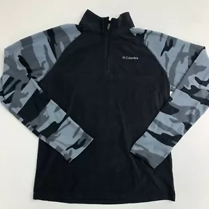 Columbia 1/4 Zip Fleece Pullover Shirt Youth Boys XL Black Camo Long Sleeve - Picture 1 of 8