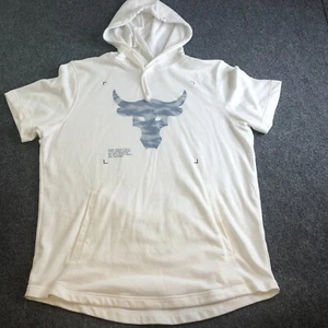 Under Armour Project Rock Hoodie Shirt Mens XL White Sweatshirt Gym Training - Picture 1 of 9