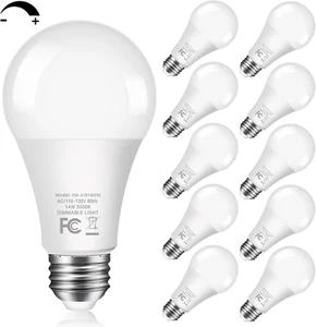 14W 1500LM Dimmable LED Light Bulbs 100 Watt Equivalent A19 E26 Base 5000K, 10 P - Picture 1 of 12