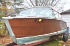 Vtg 1960 Century Resorter Wood Wooden Boat Project Ford 135hp V8 Marine Canopy