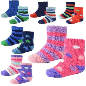 Säugling Baby Jungen Mädchen Hausschuhe flauschige Socken mit Greifer 2er-Pack Neugeborenensocken - Bild 1 von 42