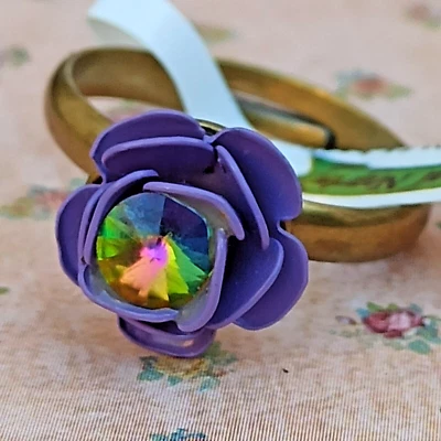 Anillo Michal Negrin Rosa Púrpura 3D Sandía Rivoli Cristal Esmalte Regalo 7.25 Nuevo con Etiquetas Foto 1 de 4