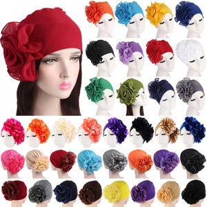 Dehnbare Turbanmütze für Damen große Blume Chemomütze gegen die ~ - Bild 1 von 56