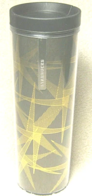 2013 STARBUCKS COFFEE BROWN W/ GOLD STAR INSULATED PLASTIC TRAVEL TUMBLER - NICE - Image 1 of 4