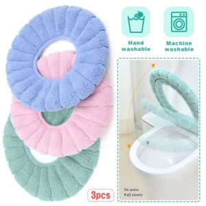 3 piezas almohadillas de asiento de inodoro suave para baño más gruesas cálidas lavables - Imagen 1 de 6
