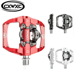 CXWXC Mountain Bike Self-locking Pedals 3 Bearings SPD Flat MTB Bicycle Pedals